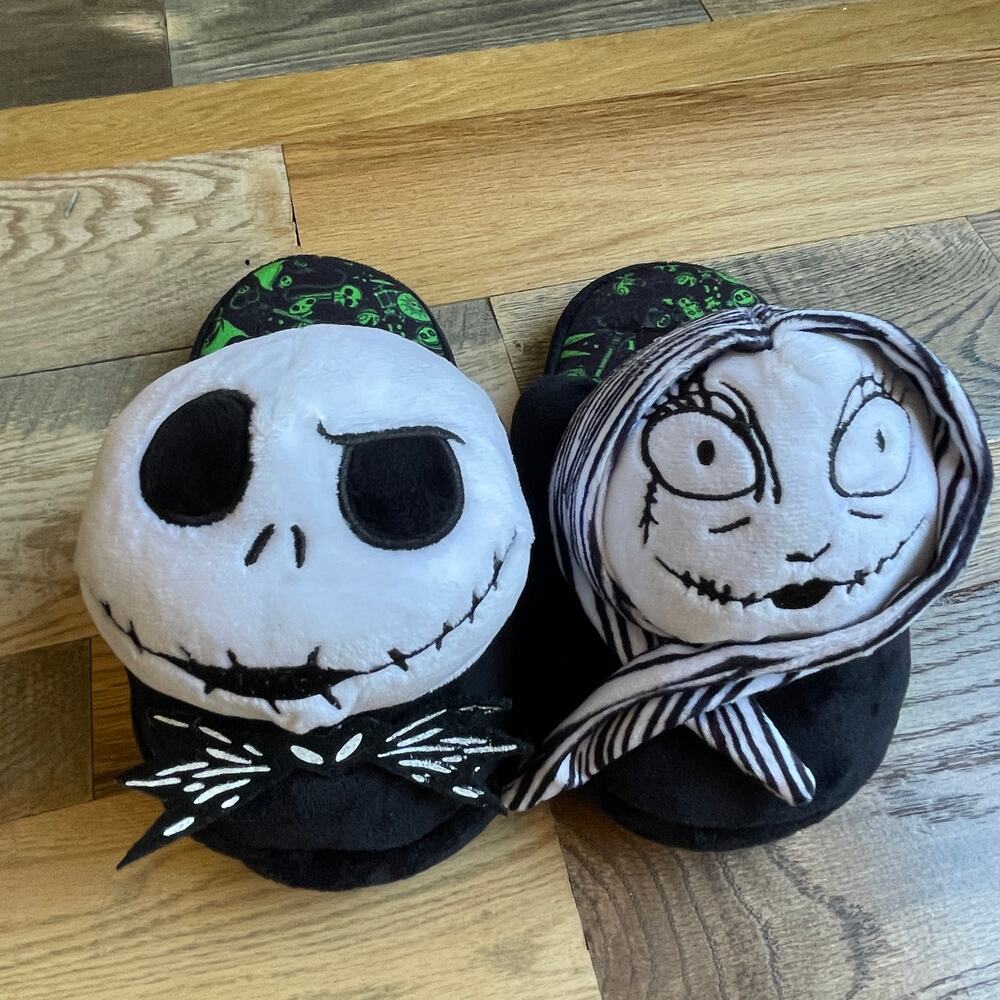 Disney Nightmare Before Christmas Jack Sally Plush Slippers Womens 5/6 Halloween